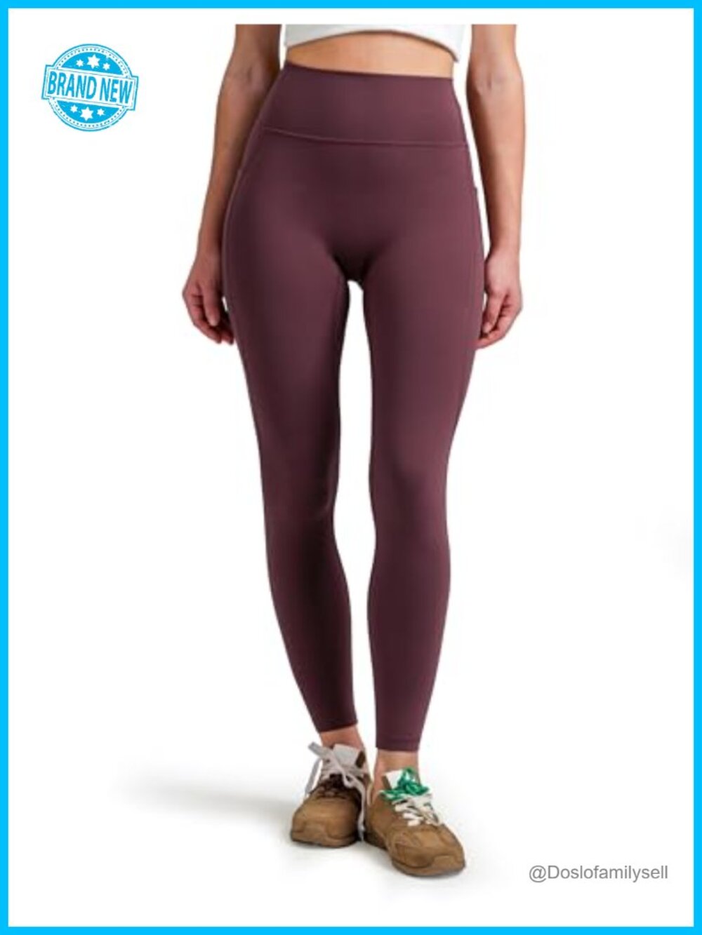High Waisted No Front Seam Yoga Leggings with Pockets
